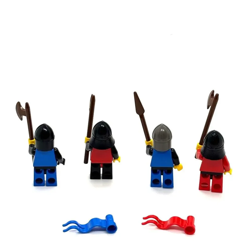 LEGO Vintage Castle Royal Knights Lot of 4 Knights with Weapons and Flags